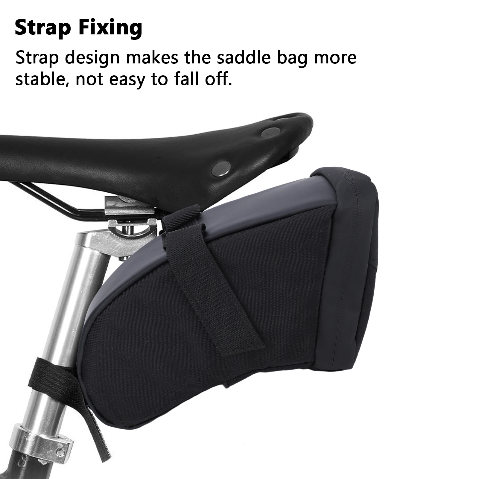 Bolsa para SILLÍN de bicicleta para conducción al aire libre, capacidad de 0,3l con correa segura, cremallera impermeable para herramientas, almacenamiento de neumáticos de repuesto - imagen 3