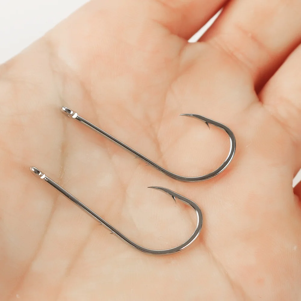 Anzuelos de pesca de Jigging lento, cebo de asistencia, individual, pluma de hilo, acero de alto carbono, 10 unidades por lote - imagen 4