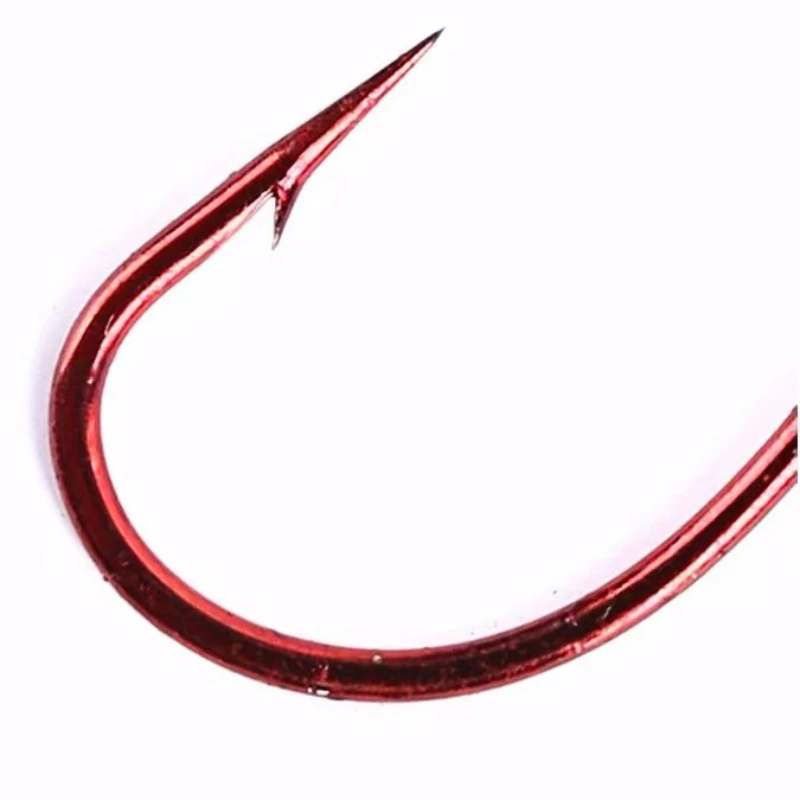 Mustad-anzuelos de pesca de acero al carbono para playa, anzuelos originales de lona roja 7766, con púas de sangre, 10 paquetes - imagen 3