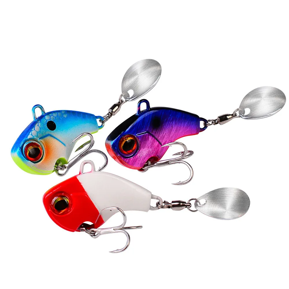 Señuelo de cuchara giratoria para Lucio, Señuelos de pesca de lubina, trucha con anzuelo triple, cebo Artificial duro Vib, señuelos oscilantes para pesca de invierno - imagen 4