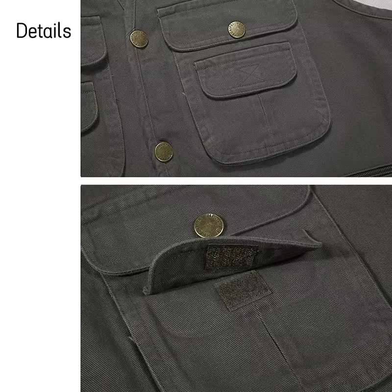 Chaleco de pesca grande XL -5XL, chaqueta para exteriores a prueba de viento, cálido, Otoño Invierno, camisa de pesca con múltiples bolsillos para pescadores - imagen 5