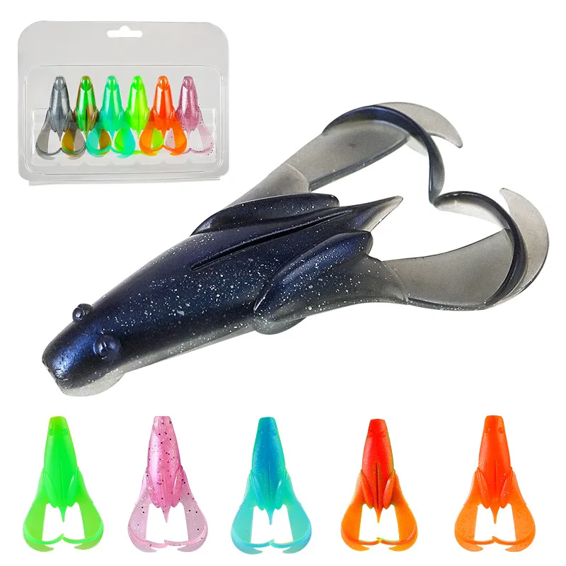 Señuelo de pesca flotante suave, 6 uds., 70mm/7g + 5 uds., anzuelo con cabeza de plomo, cebos de rana, señuelo para trucha y lubina, Swimbait de silicona, Jigging Wobblers - imagen 5