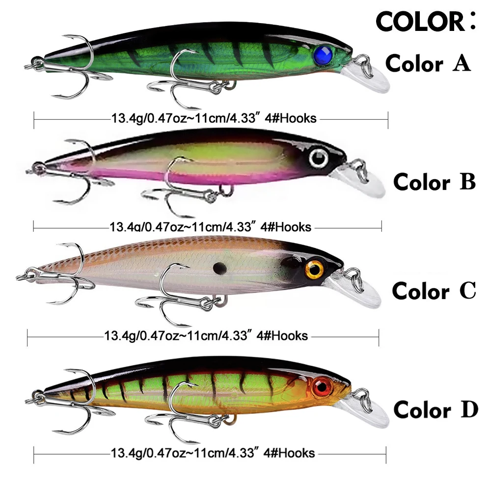 Señuelo de Pesca Minnow, 11cm, 13,4g, cebo duro flotante, plantilla Wobbler, Crankbait, carpa, lubina rayada, aparejos de Pesca, SwimBait, 1 ud. - imagen 3