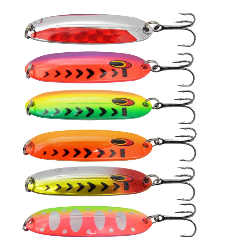 Señuelo de cuchara de colores para pesca, plantilla de 7g, anzuelos triples, señuelo Artificial, lote Jigbait, venta de 6 piezas - imagen 4