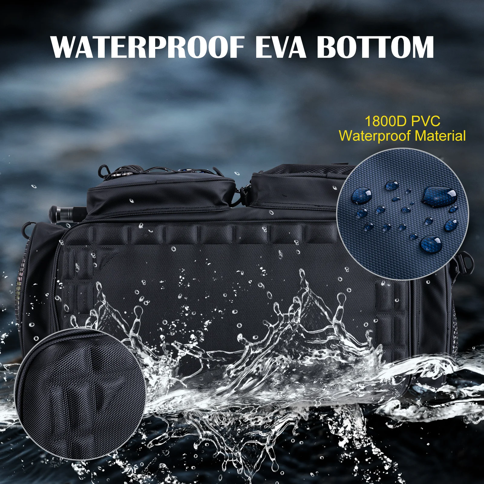 Goture Pro 59L bolsa de aparejos de alta resistencia 1800D PVC impermeable 38,5x29x53cm almacenamiento de engranajes de gran tamaño para pesca caza viajes - imagen 5