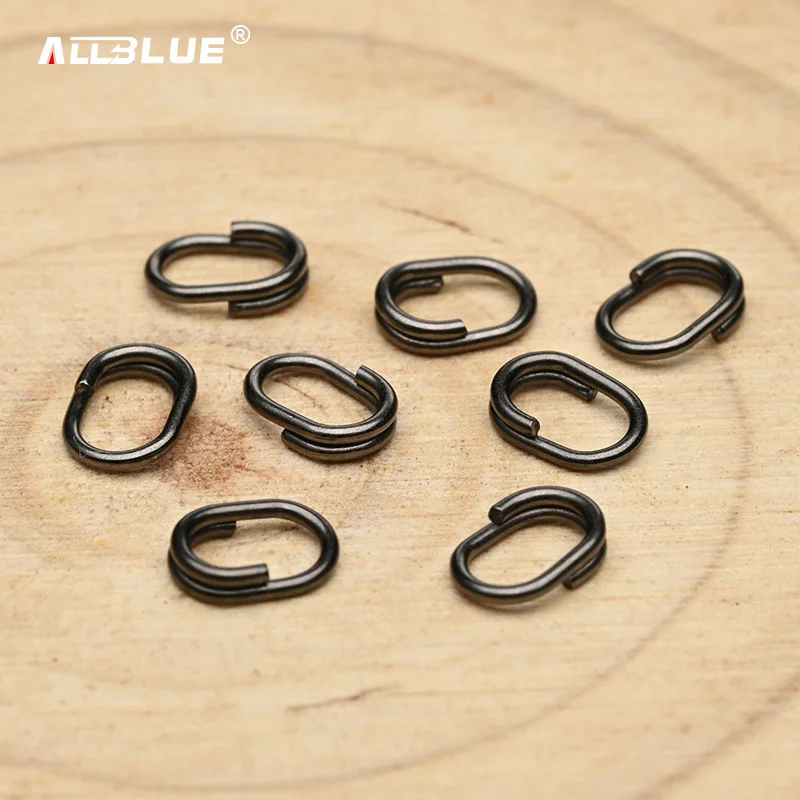 ALLBLUE 100 Uds junta tórica negra anillo dividido de acero inoxidable de alta intensidad anzuelos conector de señuelo de pesca para plantilla Wobbler Minnow - imagen 3