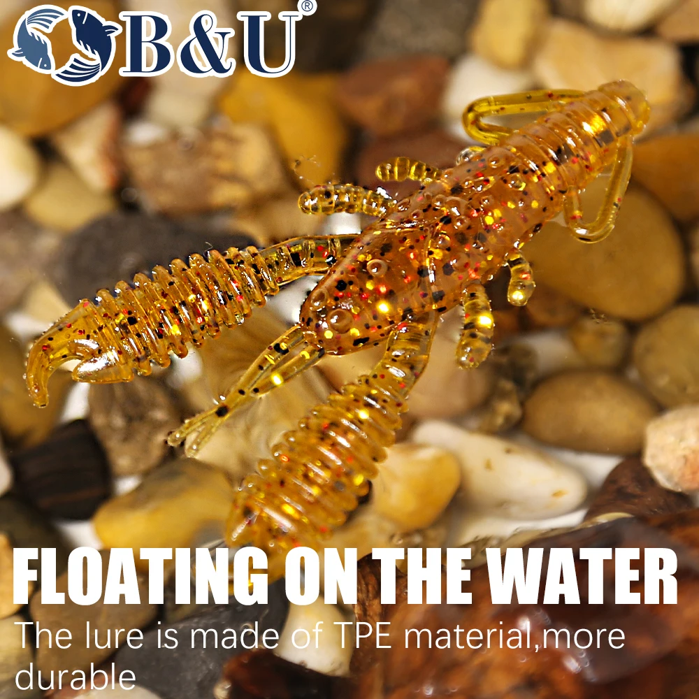 B & U-señuelo blando flotante, 40mm/60mm, Señuelos de pesca de camarones, langosta, señuelo de plástico blando, Señuelos de Pesca - imagen 4