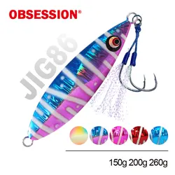 OBSESSION J86 señuelo de Jigging de Metal lento brillo 150g 200g 260g Pesca hundimiento plantillas de caída Pesca de agua salada paso Pesca cebo duro Jig