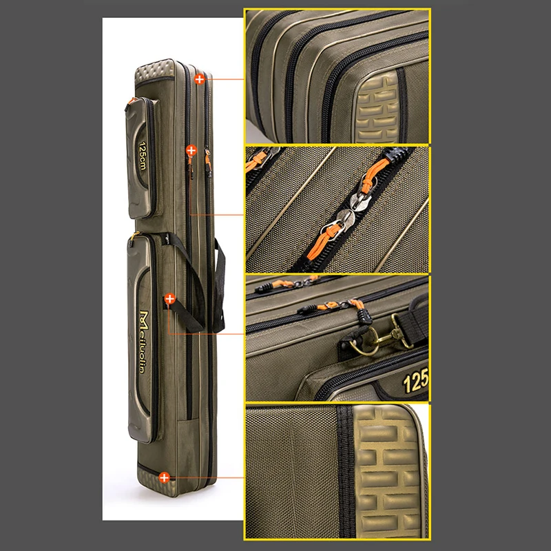 Bolsa de almacenamiento de cebo para carrete de caña de pescar de gran capacidad, bolsas Oxford de 80cm-130cm de espesor, bolsa de almacenamiento de herramientas para caña de pescar, bolsa de Pesca para hombres - imagen 5