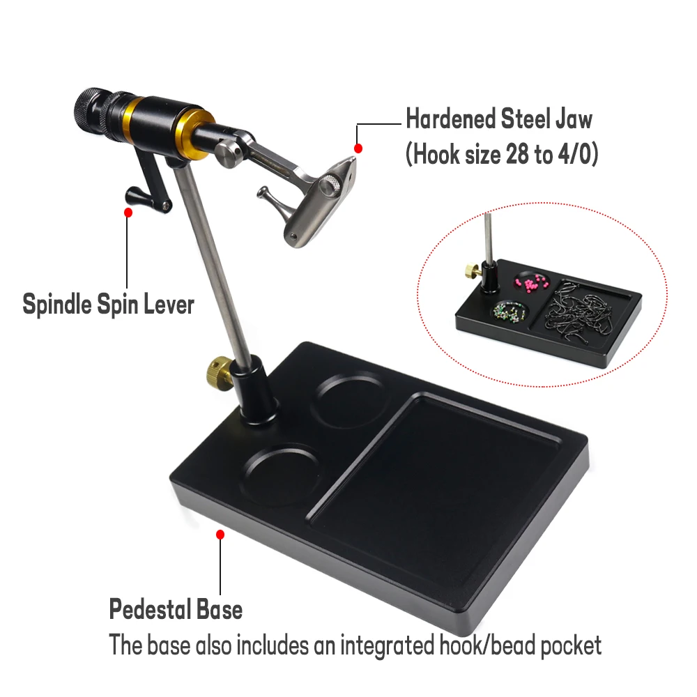 WIFREO-tornillo de Banco giratorio para atar moscas, mordazas duras reforzadas, rotación de 360 grados, plantilla de precisión, Kit de herramientas de atado de moscas - imagen 4