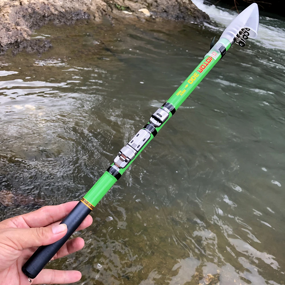 Cañas de pescar cortas de fibra de carbono, aparejos de trucha ultraligeros, telescópicos, Surfcasting, caña de roca giratoria, alimentador de fundición de costa, 1,5-3m - imagen 5