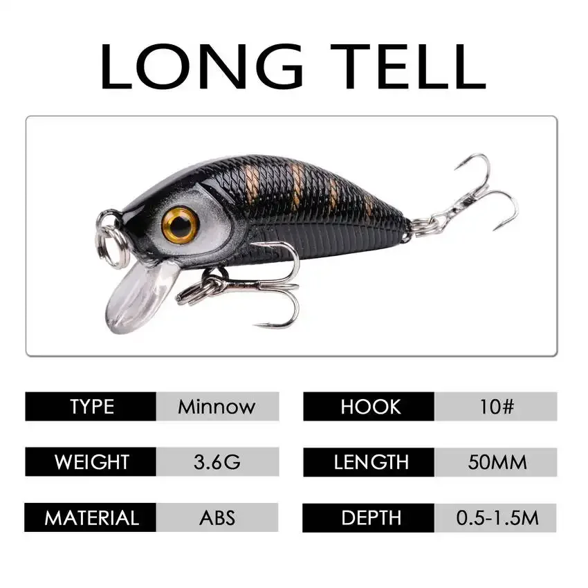 Señuelo de Pesca de piscardo de 8 piezas, 50mm, 3,6g, cebo duro Topwater, Wobbler Jig, Crankbait, carpa, lubina a rayas, aparejos de Pesca SwimBait - imagen 3