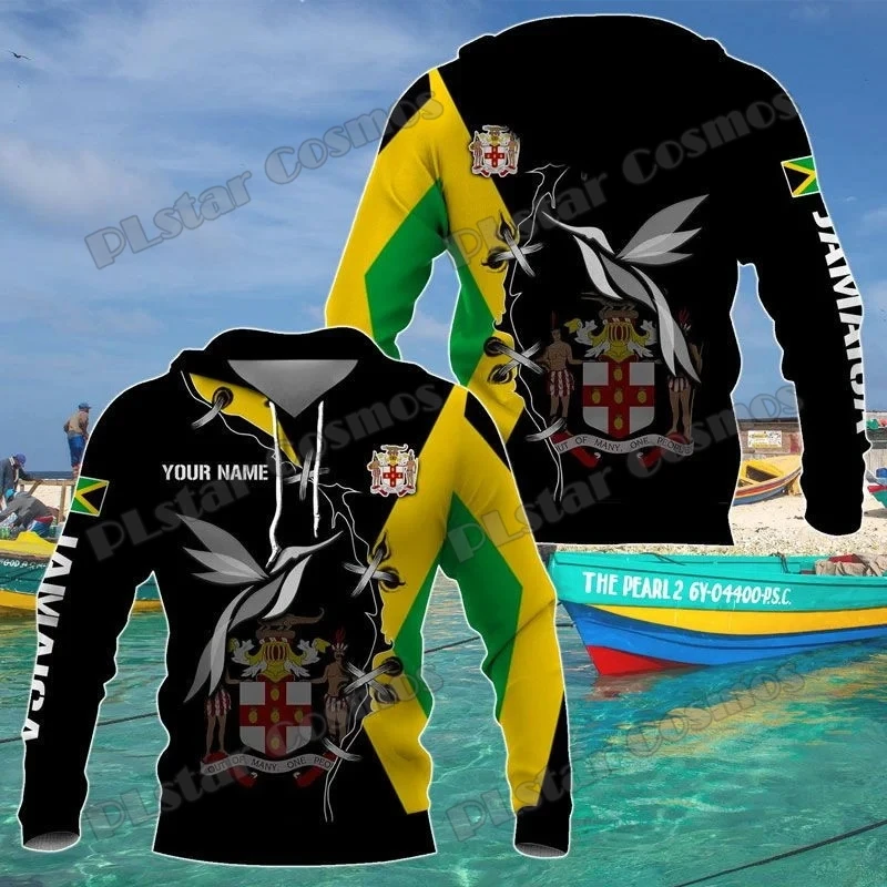 PLstar Cosmos nombre personalizado jamaica escudo de armas 3D impreso hombres sudaderas con capucha Unisex Casual ropa de calle otoño Sudadera con capucha QDY24 - imagen 3