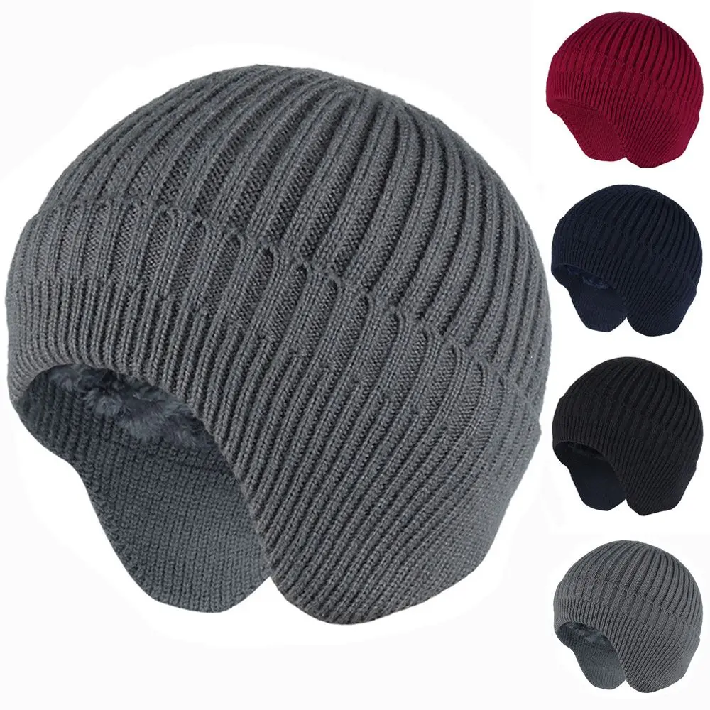 Men's Cycling Ear Flap Warm Cashmere Skiing Cap Wool Beanie Hat Thicken Warm Cap Winter Knitted Hat Woolen Yarn Hat - imagen 3