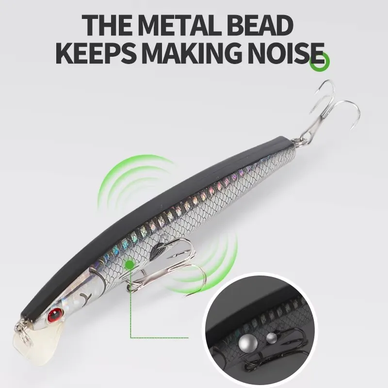 1 Uds señuelo de pesca Minnow 100mm 9g cebo Artificial profesional Minnow con ganchos aparejos vibración pesca señuelos duros - imagen 3