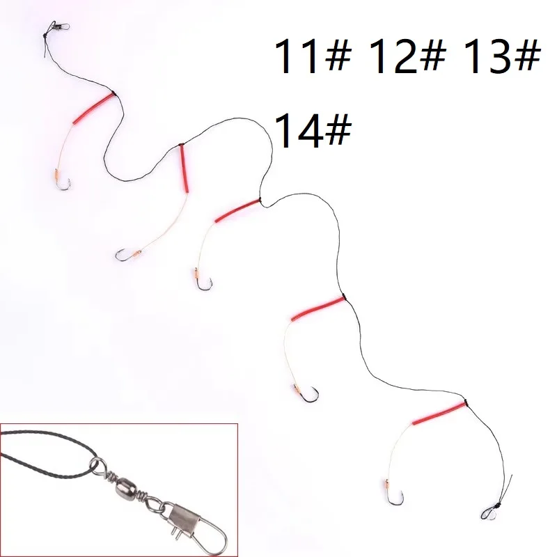 Modelos más vendidos 11 # 12 # 13 # 14 # Anzuelos de pesca con 5 anzuelos pequeños para herramientas de pesca más convenientes, pesca en la playa al aire libre