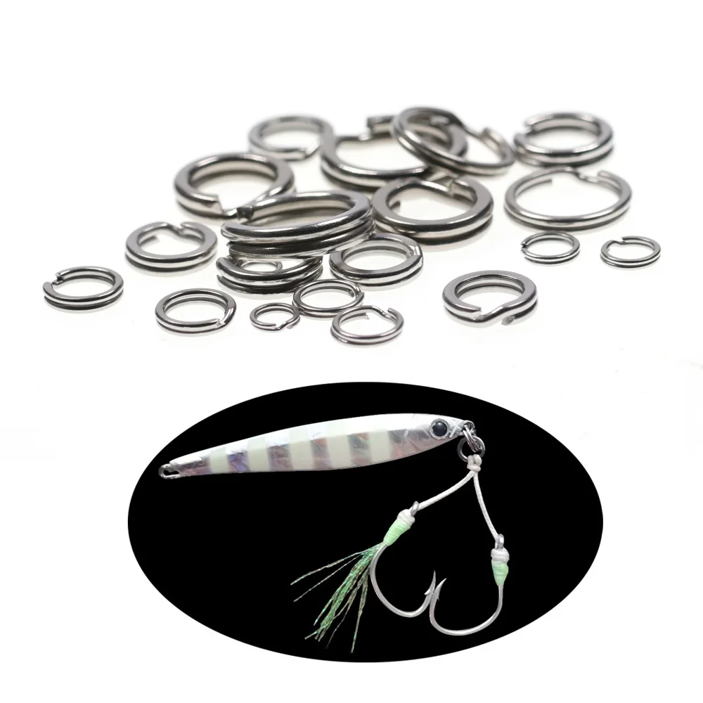 Bimoo-Anillo de pesca dividido de 20 piezas, señuelo de acero inoxidable, accesorio de pesca No oxidado en agua salada - imagen 5