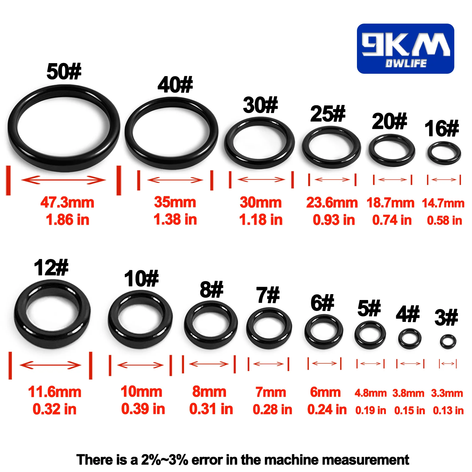 Guías Alconita Cerámica Negra – Anillos Caña de Pescar - imagen 5