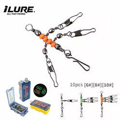 Nuevo 6 # 8 # 10 #   Señuelo de plantilla de calamar giratorio, rodamiento de pesca, anillo sólido giratorio, conector de pesca con enclavamiento, accesorios a presión