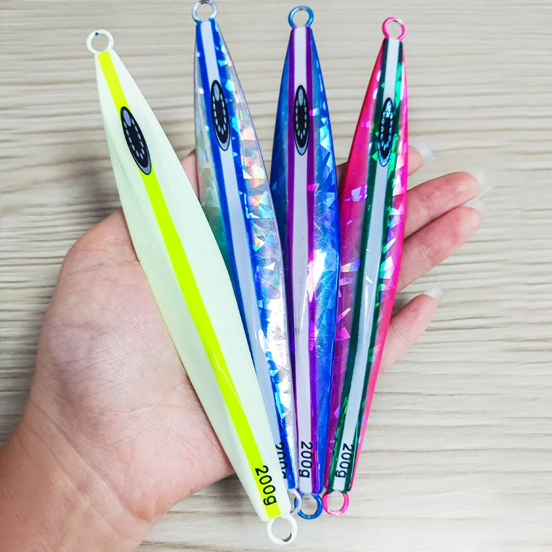 TEASER J143 200g 260g 300g plantilla de Metal de hundimiento lento Biat fundición larga hundimiento lento plantillas de caída señuelo agua salada Señuelos de pesca de aguas profundas - imagen 4