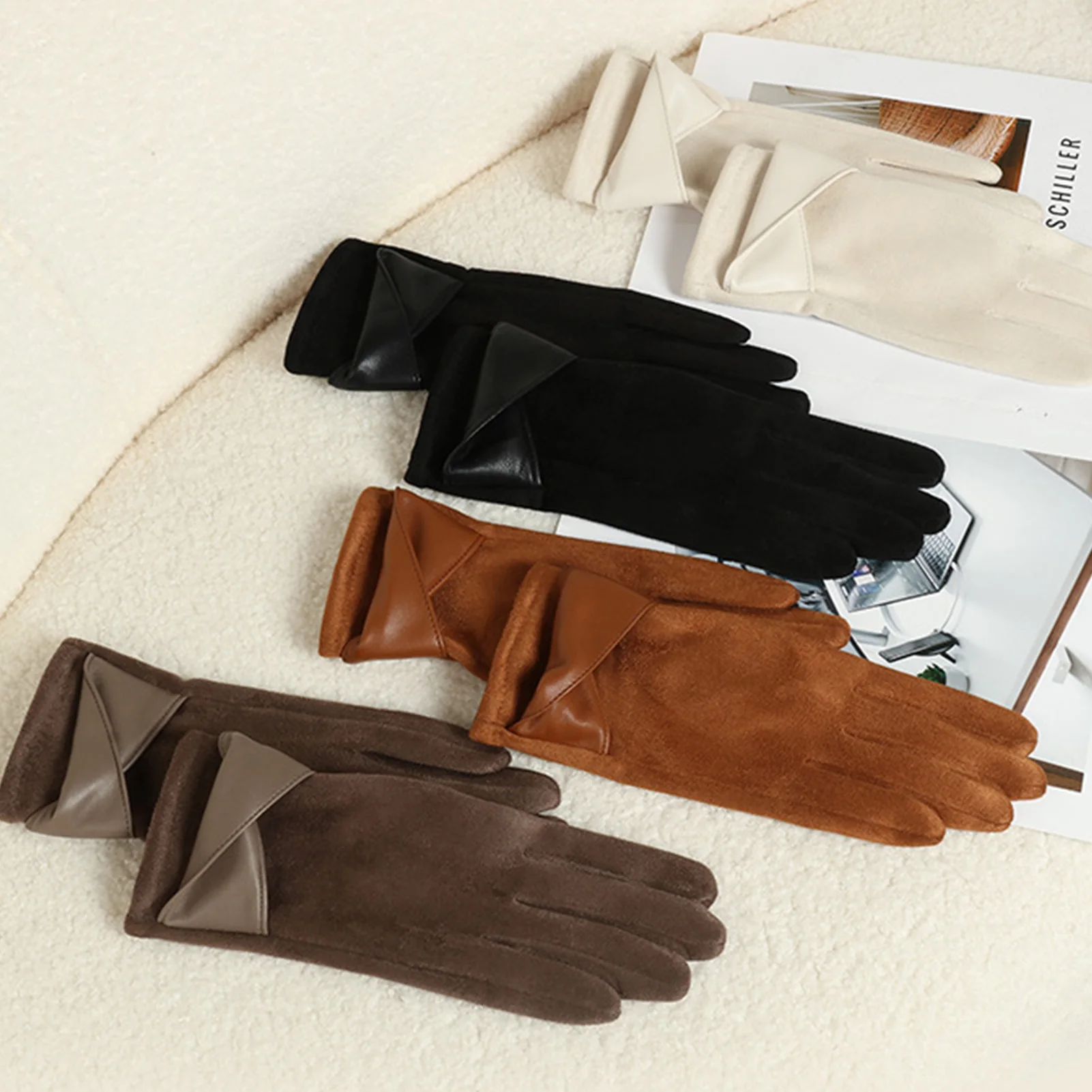 Guantes de invierno para mujer, guantes de pesca al aire libre a prueba de viento, manoplas de felpa gruesas para acampar, ciclismo, pesca, montar, uso en esquí - imagen 4