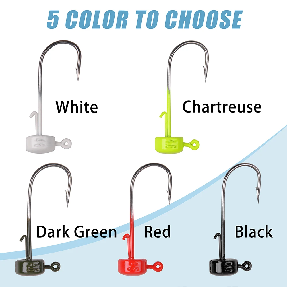 Anzuelos de pesca con cabeza de seta, anzuelos de plomo, accesorios de pesca para lubina, trucha, gusano, agua dulce, 20 unidades - imagen 4