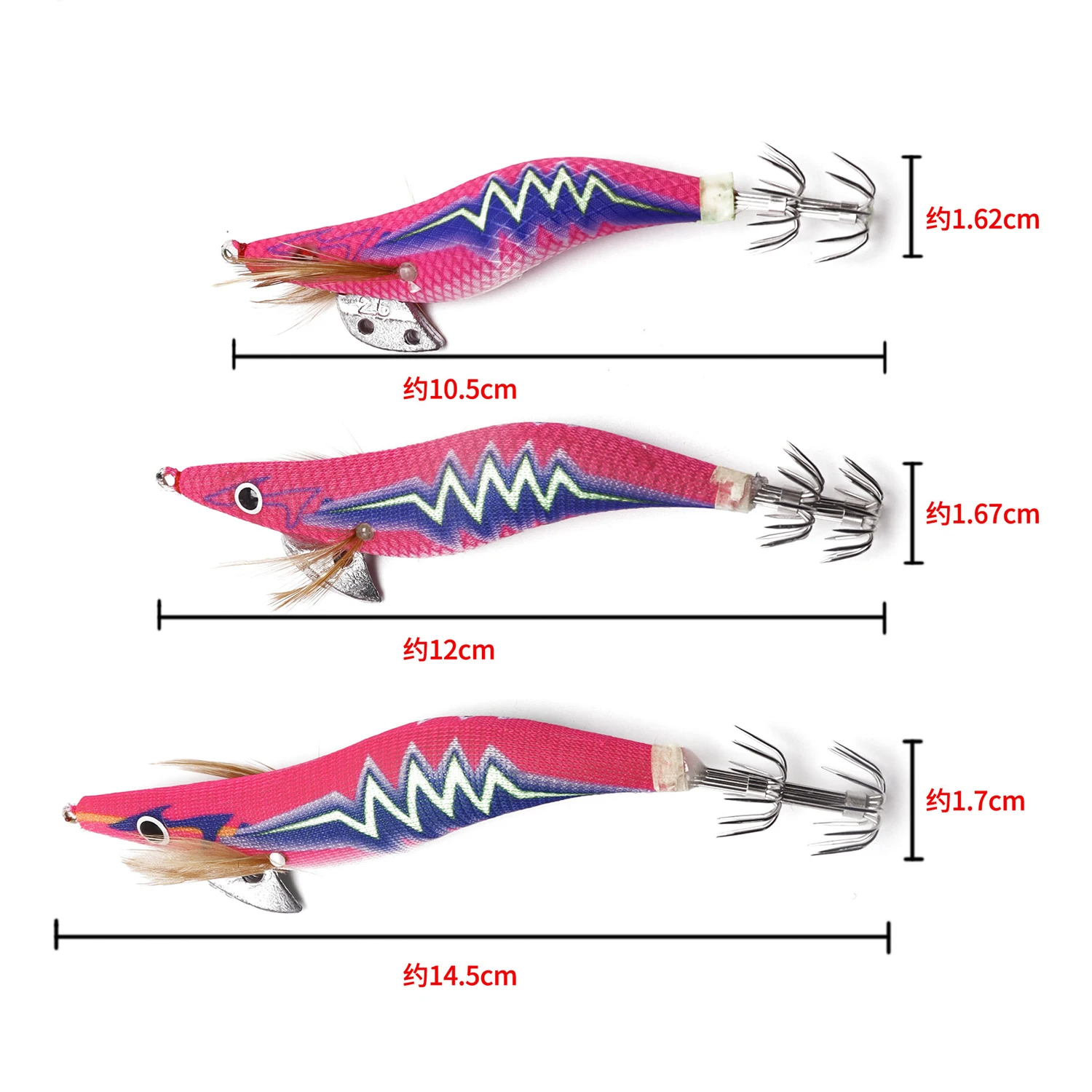 ZYZ-anzuelo de pulpo de camarón de madera, cebo luminoso de cuerpo completo con frijoles de sonido, calamar de pesca marina, juego de doble capa, 10 unids/lote por caja - imagen 5
