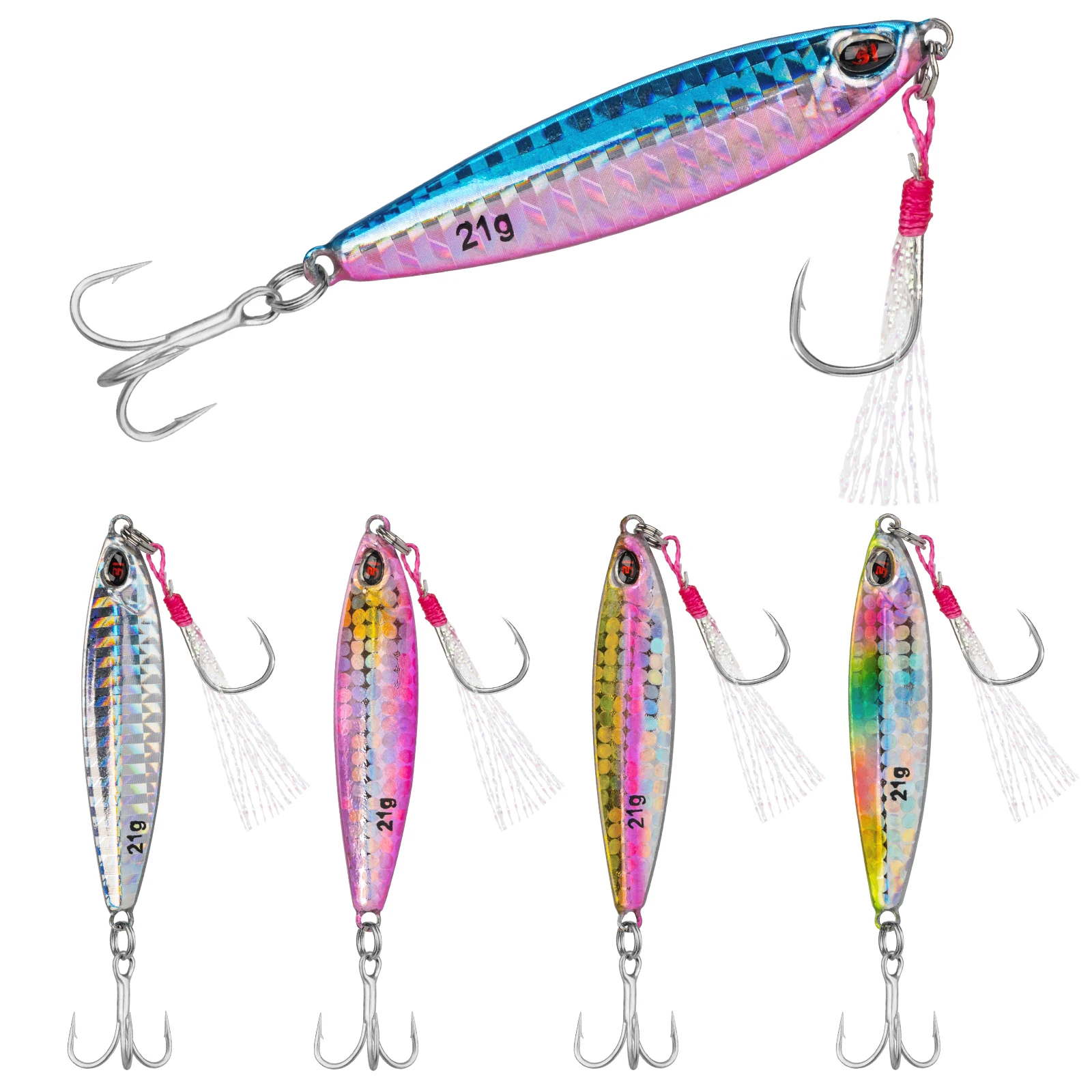 Señuelos de pesca Jig VIB de Metal, 5 uds., 15g, 21g, señuelos que se hunden, plantillas Wobbler, cuchara fundida con anzuelos, Spinner, pesca, Jigging, cebos duros