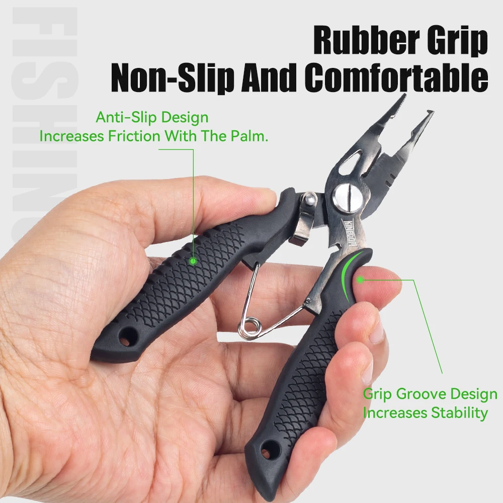 Kingdom-Alicates de pesca, cortador de línea, alicates multifuncionales de 62g, tijeras para nudos de acero, removedor de anzuelos, equipo de aparejos de pesca - imagen 5