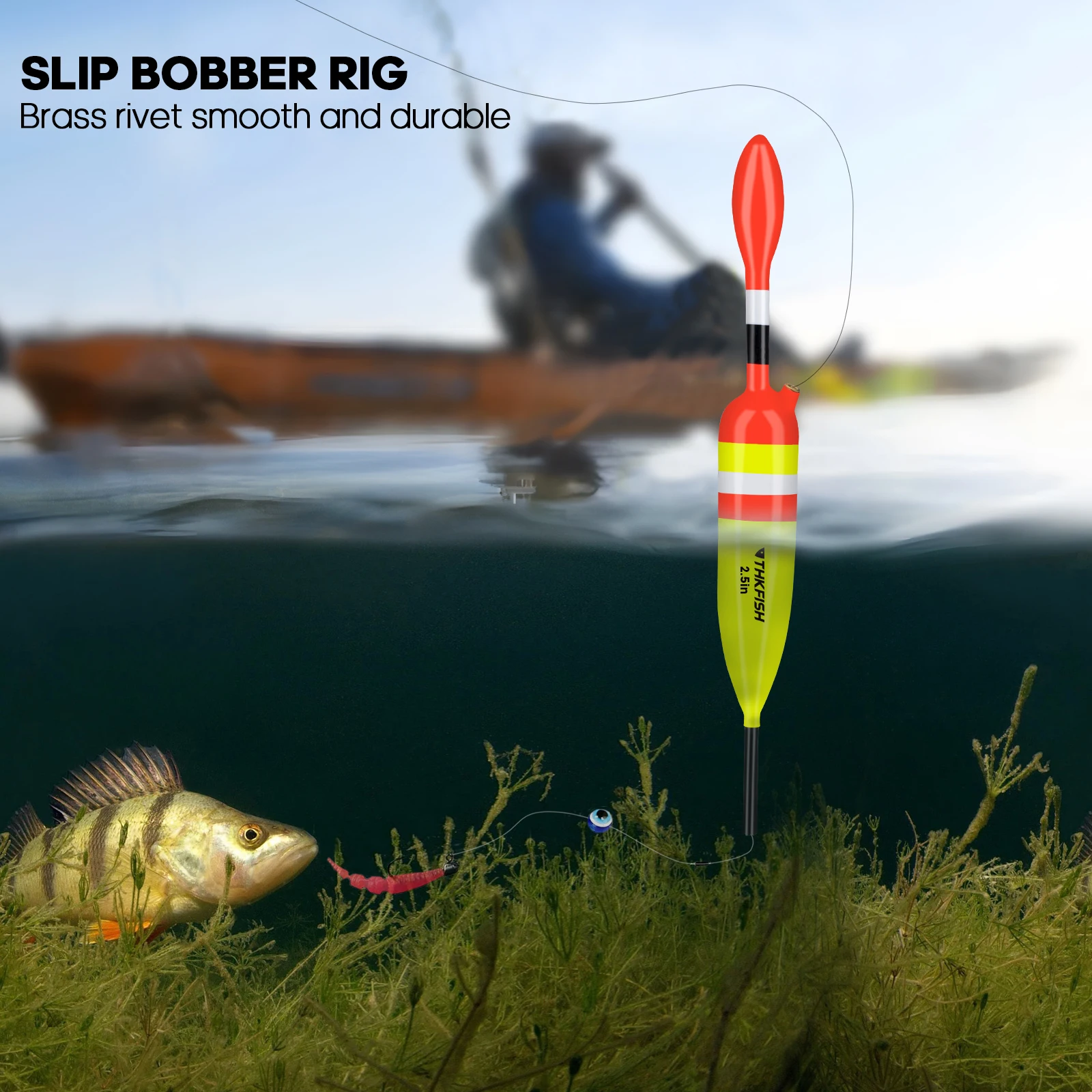 THKFISH 5 uds flotadores de pesca de madera 1,5 pulgadas 3,4 pulgadas 4,1 pulgadas Bobbers antideslizantes de pesca boyas flotador antideslizante para tipo de pez, lubina, bagre - imagen 3