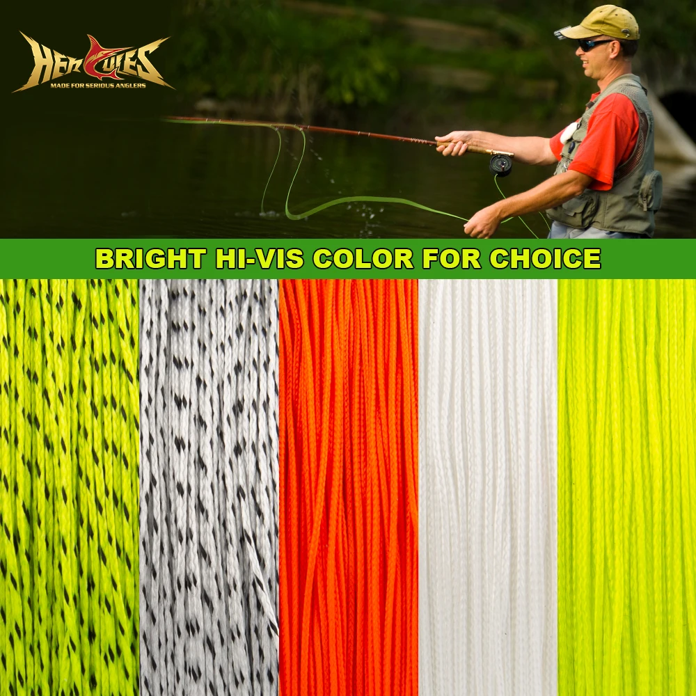HERCULES-Hilo trenzado para pescar con mosca, amarillo fluorescente, naranja, blanco, 100 yardas, 300 yardas, 20 lb, 30lb - imagen 4