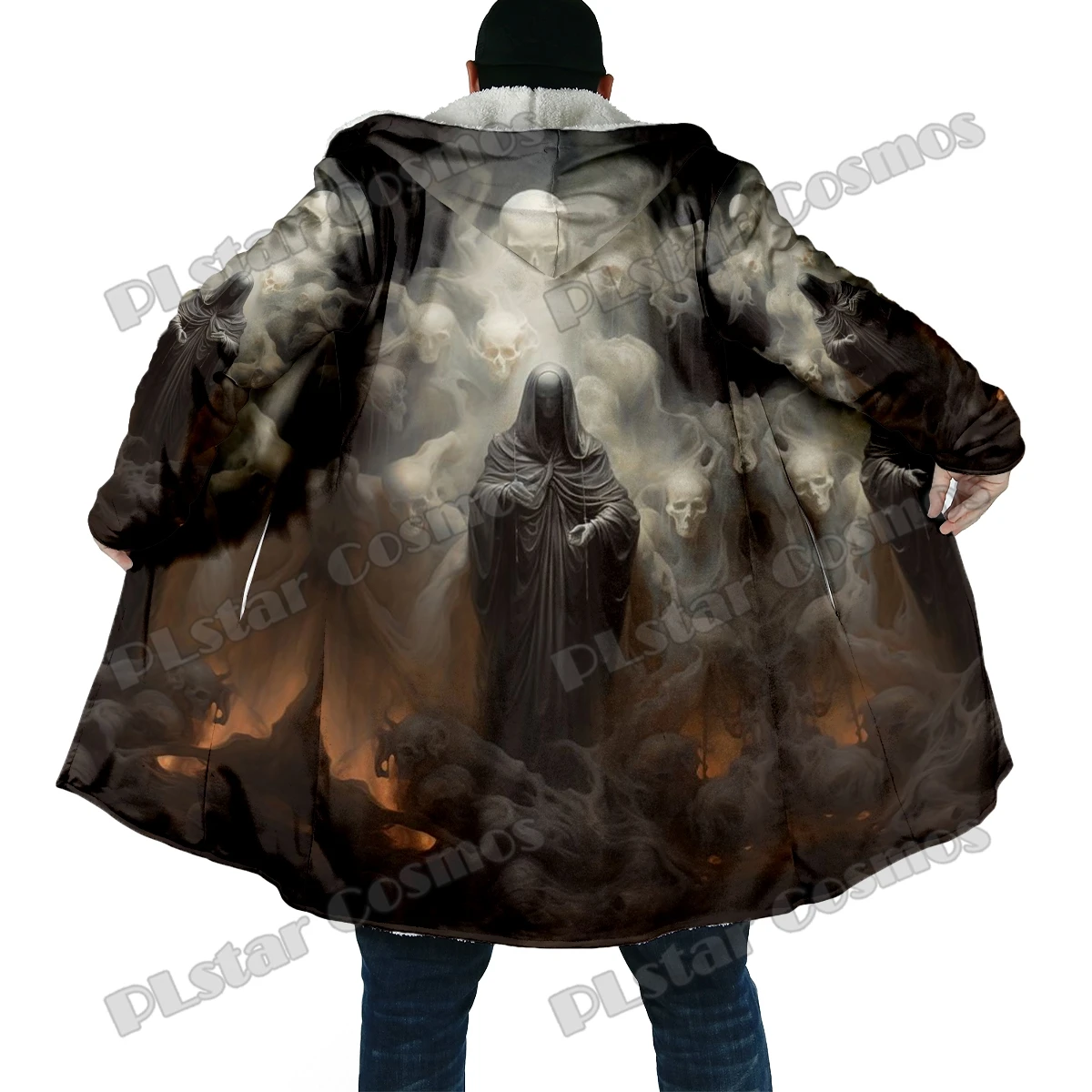 DP65 Capa de pesca invierno con capucha lana gruesa – calavera 3D - imagen 4