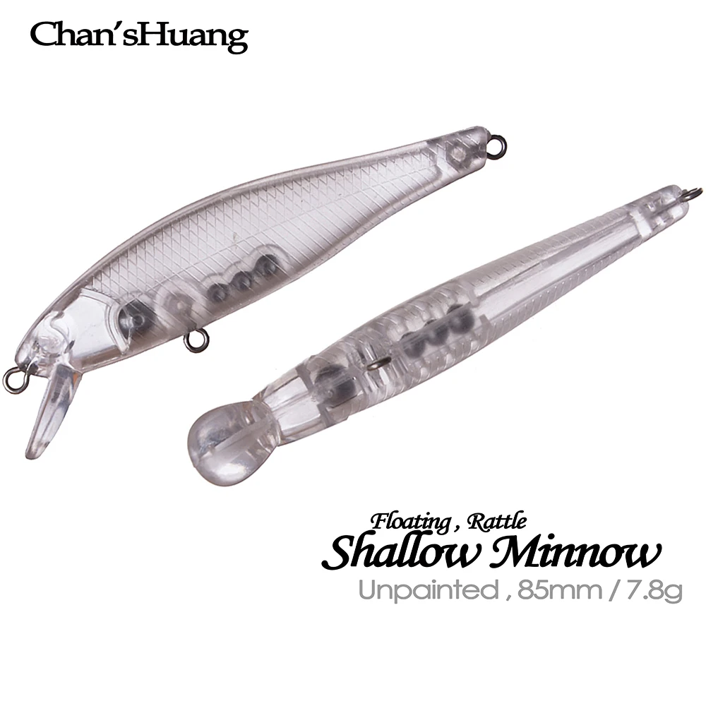 Chan’sHuang 20PCS Unpainted Blank Fishing Lures 8.5cm 7.8g Floating Shallow Minnow DIY Handmade Artificial Fishing Bait