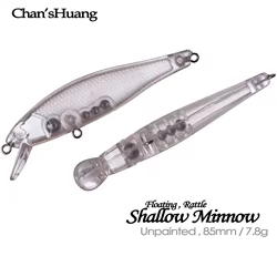 Chan’sHuang 20PCS Unpainted Blank Fishing Lures 8.5cm 7.8g Floating Shallow Minnow DIY Handmade Artificial Fishing Bait