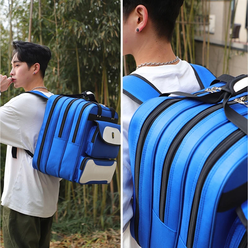 Bolsa de pesca de gran capacidad para hombre, bolsa de protección de peces multifuncional, gruesa, resistente al agua, bolso de hombro XA18G - imagen 4