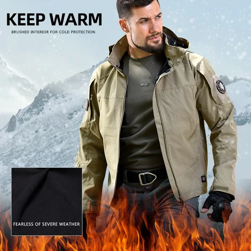HAN WILD chaquetas tácticas de algodón para invierno, chaqueta polar de combate, abrigo cálido Softair, cortavientos para hombre, ropa para senderismo y acampada Airsoft - imagen 4