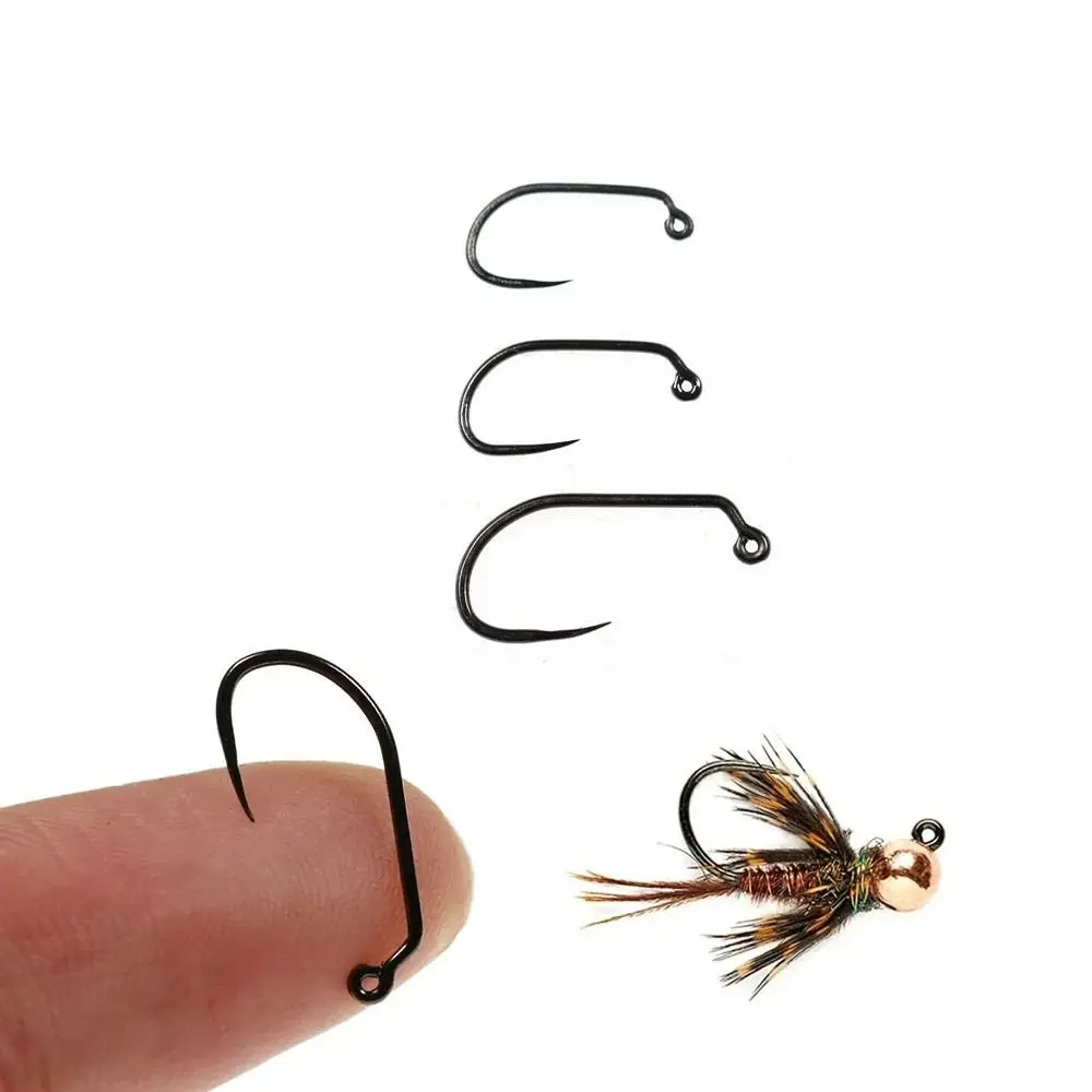 Anzuelo de pesca con mosca sin púas, anzuelo para moscas húmedas y secas de Ninfa, 10 piezas, para salmón, trucha, no púas - imagen 2