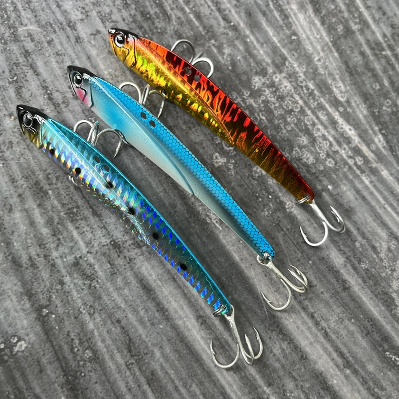 Señuelos de pesca Ratlin con vibración de Metal que se hunden, 44g, 110mm, fundición larga, Swimbait Vib, Wobbler, equipo de cebos artificiales de agua salada - imagen 4