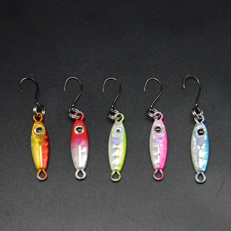 1 Uds plantilla de Metal 10g 14g 17g señuelo cuchara de pesca 7 colores Iscas artificiales plantilla de Metal señuelo rebanada Jigbait cuchara anzuelo triple Jigging - imagen 5