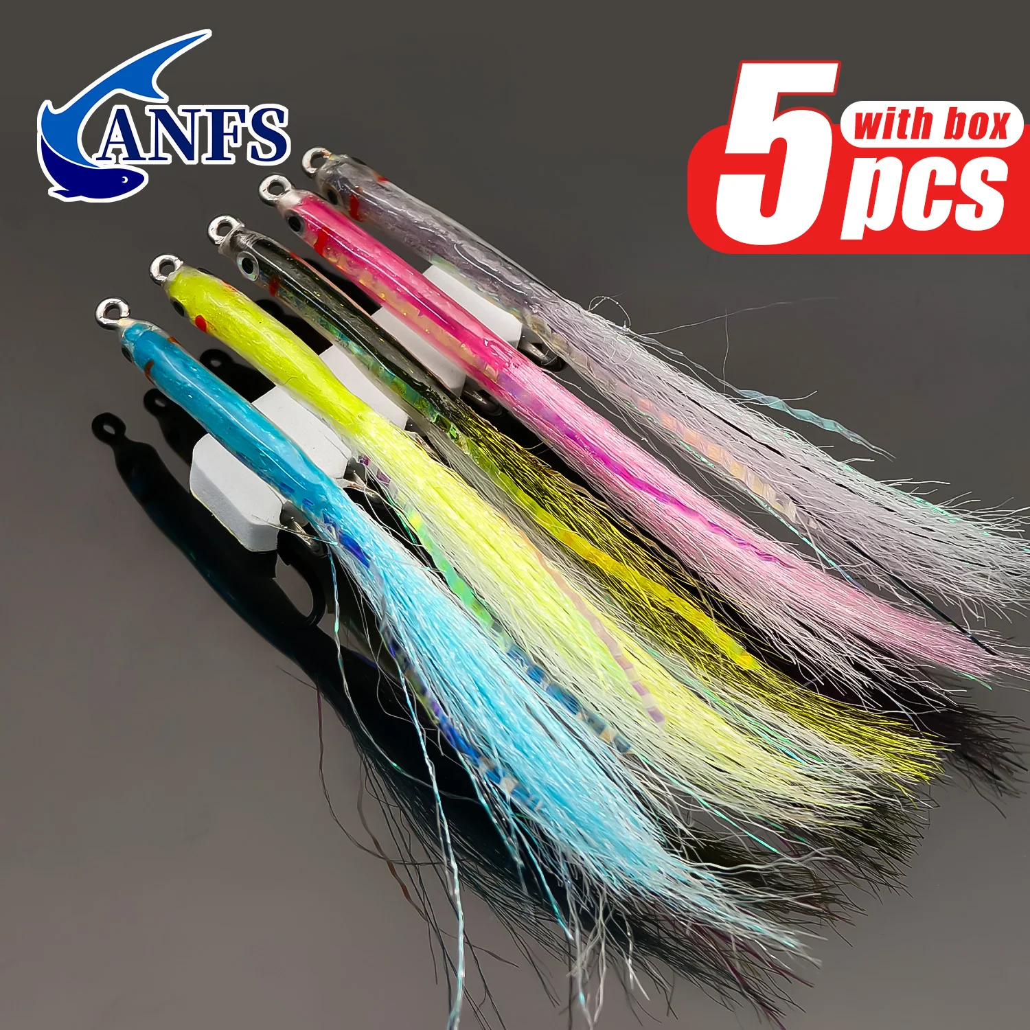 ANFS 5 uds. Dulces de Surf de moscas de agua dulce de agua salada definitivas, moscas de agua salada para Lucio de trucha - imagen 3