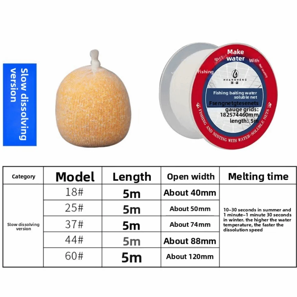 18mm 25mm 37mm 44mm 60mm PVA malla de pesca Soluble en agua 5m de longitud redes de cebo solubles en agua redes de cebo de varios tamaños trampa de pesca - imagen 3