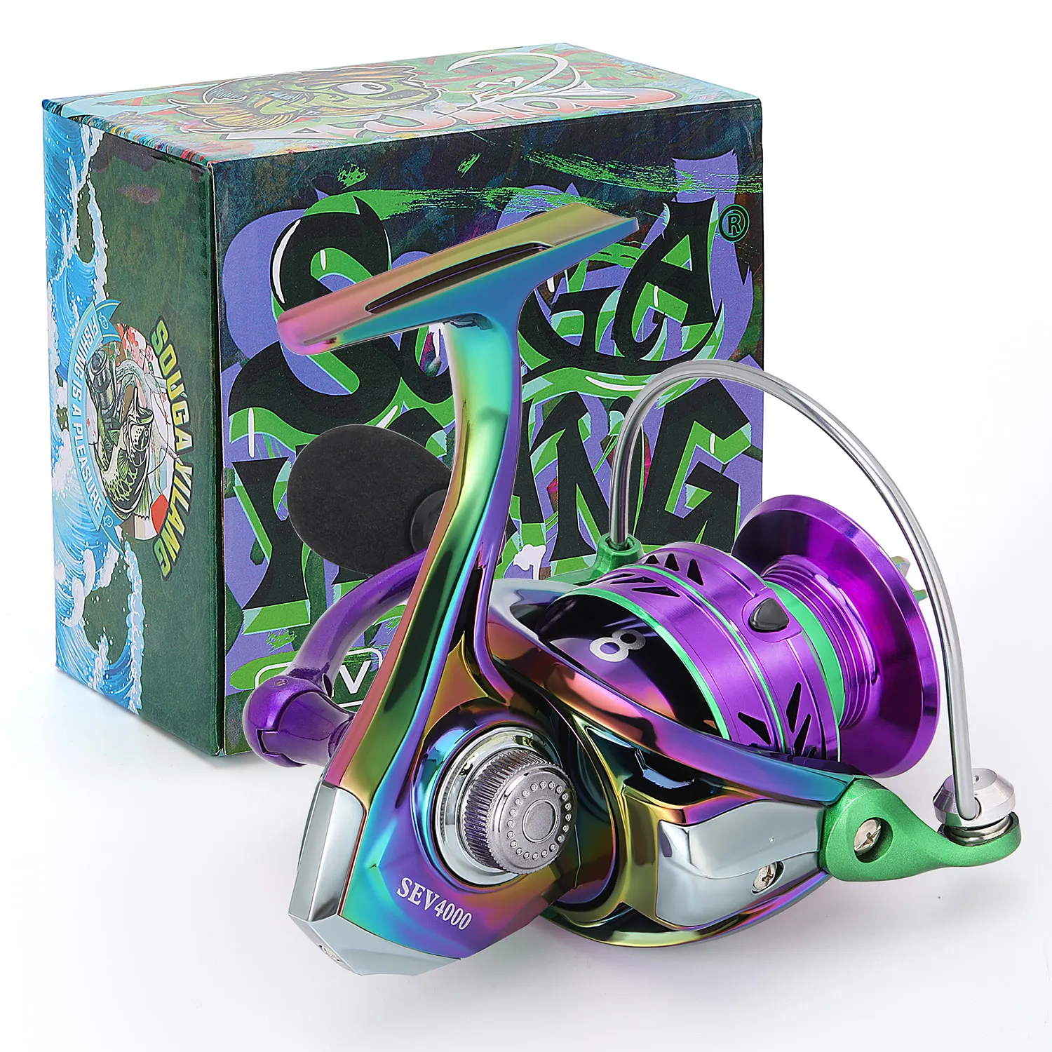 Carrete de pesca giratorio Sougayilang 1000-5000, relación de alta velocidad 5,2: 1, agarre EVA, arrastre máximo, mango de 12kg, carrete de pesca de agua dulce para carpa - imagen 2