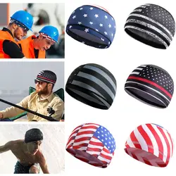 Gorro de pirata de tela con cúpula para correr, gorro deportivo transpirable con estampado de bandera, forro para casco, gorro de ciclismo