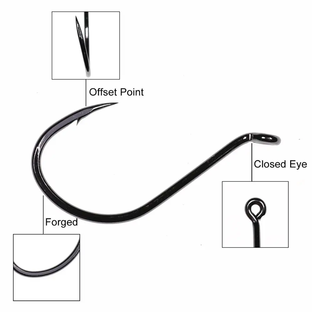 100 Uds. Anzuelos de pescado de compensación fuertes, anzuelo de pico de pulpo de acero rico en carbono, anzuelo de pesca de agua salada para pargo de lubina 3/0 5/0 6/0 7/0 8/0 - imagen 3