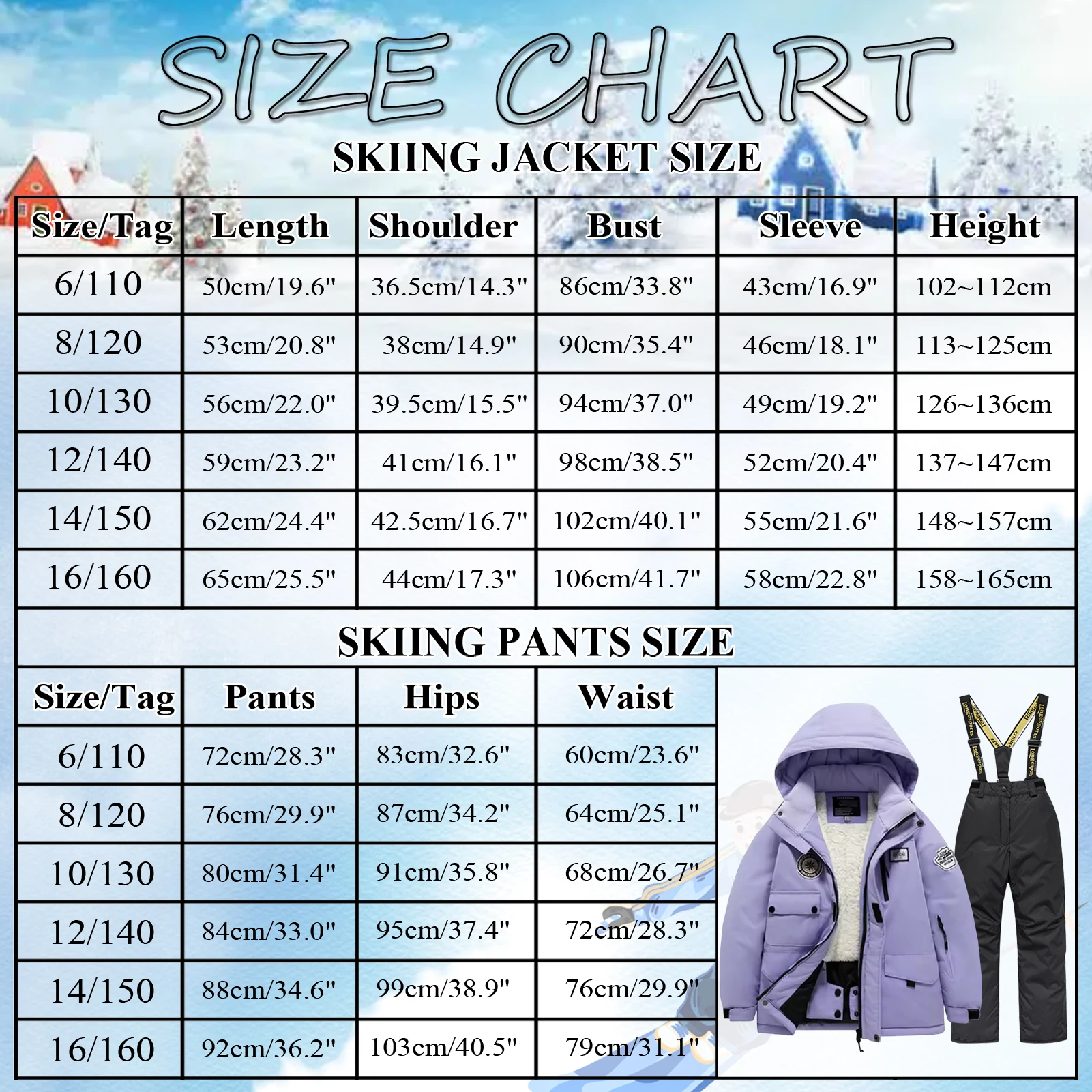 Traje de nieve infantil cálido con capucha y pantalón impermeable - imagen 5