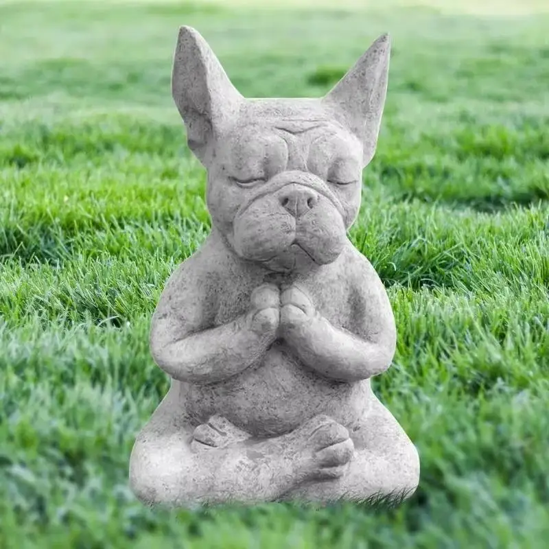 Estatua de perro en pose yoga – Resina impermeable para jardín - imagen 4