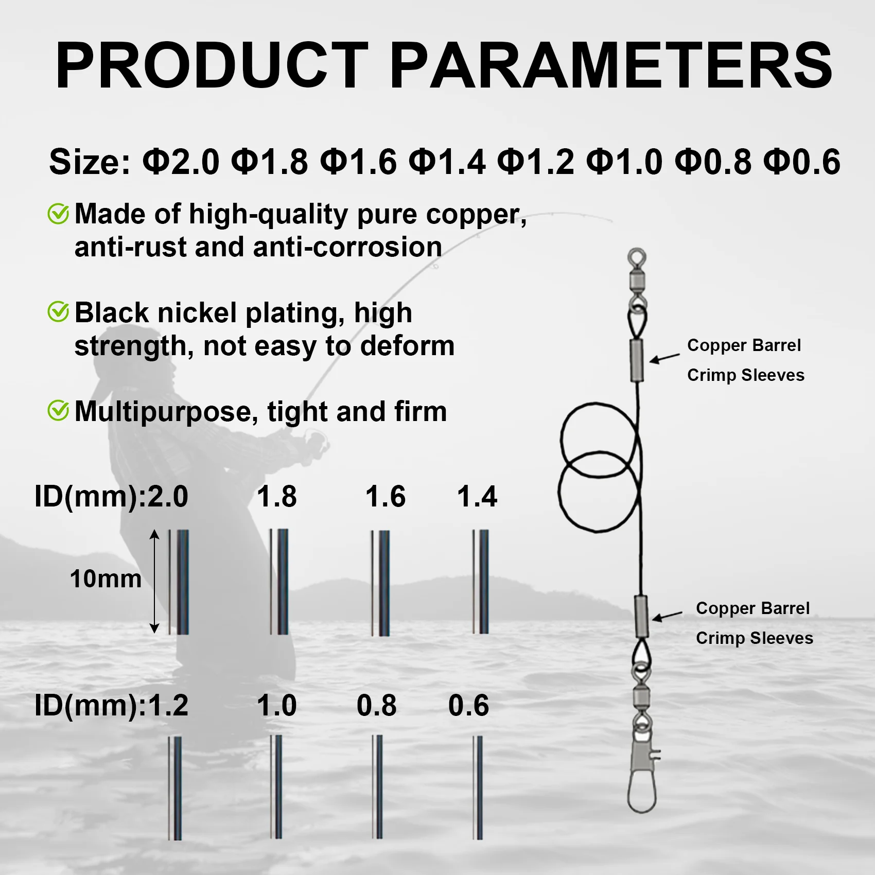 Aventik-manguitos de prensado de barril de pesca, 100-240 Uds., línea de pesca, líder de alambre, conectores de tubo de cobre, accesorios de pesca - imagen 2