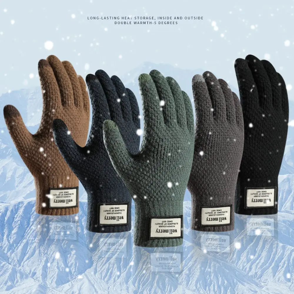 Invierno otoño alta calidad negocios espesar pantalla táctil manopla masculina lana cachemira hombres guantes - imagen 2