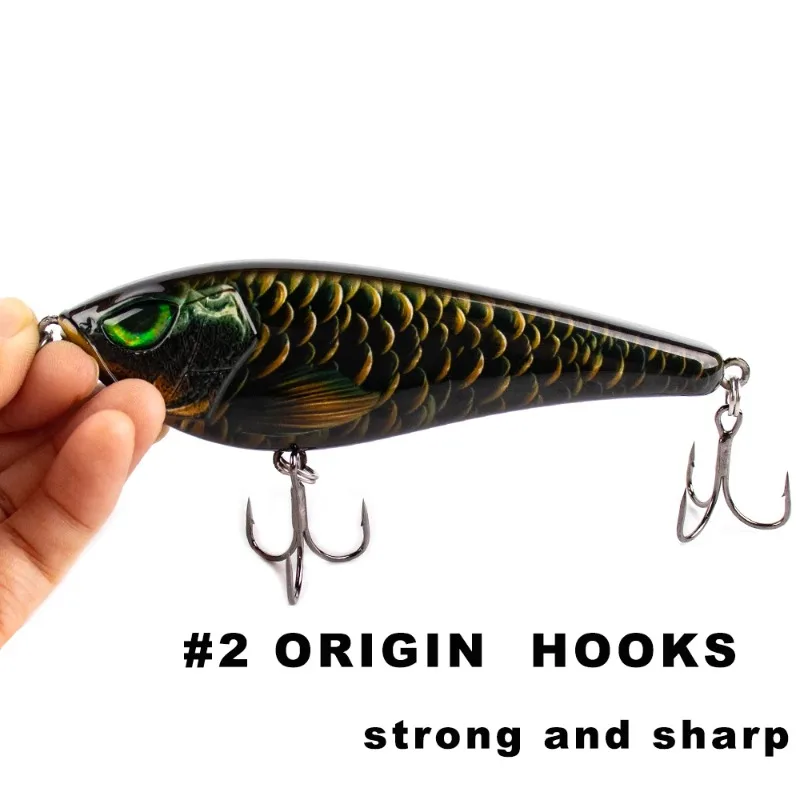 13cm 40,5g nuevo Glide Jerkbait Pike Mosky cebo duro hundimiento lento tobogán Señuelos de pesca Wobble calidad anzuelos sonajero cebos - imagen 5