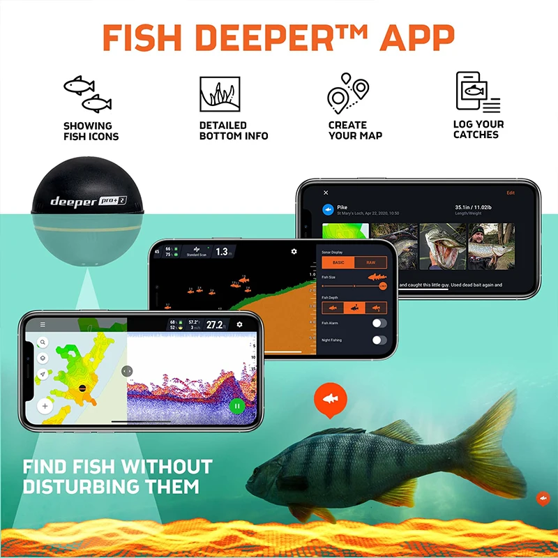 Deeper PRO Plus 2,0 buscador de peces Castable y portátil, WiFi, buscador de profundidad para Kayaks, barcos en tierra, pesca en hielo/Sonar inteligente - imagen 4